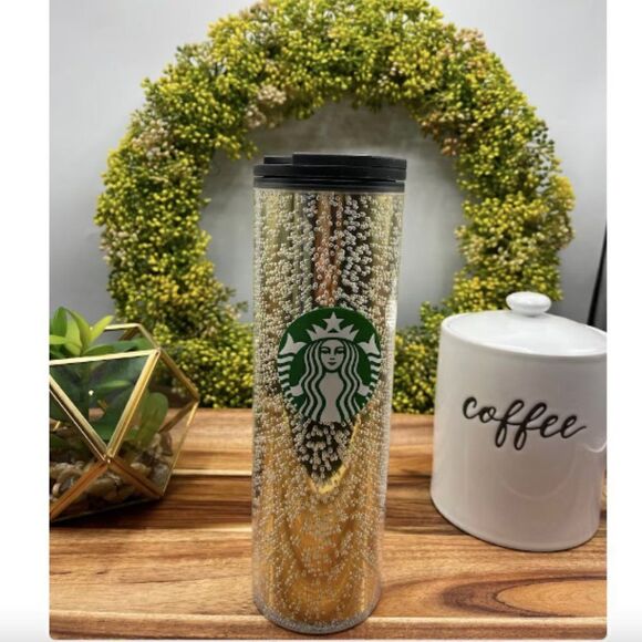 Starbucks Other - STARBUCKS 16 Oz. Gold‎ Bubbles Travel Tumbler Cup Collection, Limited Edition